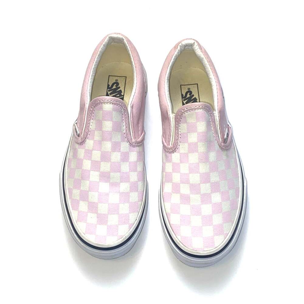 Vans Off The Wall Pink White Checkered Slip-on Sneakers Girls Size 3.0